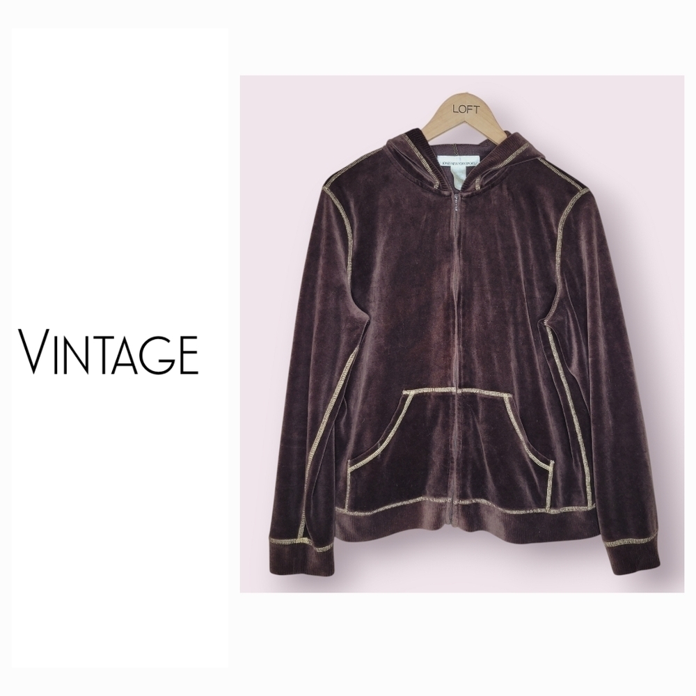 Vintage 2000s velour zip up  hoodie